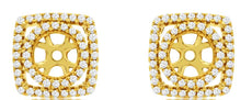 ESTATE 0.31CT DIAMOND 14KT YELLOW GOLD 3D CLASSIC ROUND & SQUARE JACKET EARRINGS