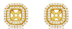 ESTATE .30CT DIAMOND 14KT YELLOW GOLD SQUARE OCTAGON DOUBLE HALO JACKET EARRINGS