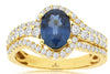 2.12CT DIAMOND & AAA SAPPHIRE 14K YELLOW GOLD OVAL & ROUND SWIRL ENGAGEMENT RING