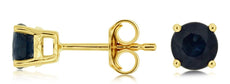 1.10CT AAA SAPPHIRE 14KT YELLOW GOLD 3D CLASSIC ROUND SOLITAIRE STUD EARRINGS