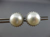ESTATE LARGE .50CT ROUND DIAMOND & SOUTH SEA PEARL 14KT WHITE GOLD STUD EARRINGS