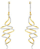 0.43CT DIAMOND 14K 2 TONE GOLD MULTI ROW DOUBLE SWIRL CHANDELIER HANGING EARRINGS