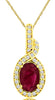 1.02CT DIAMOND & AAA RUBY 14K YELLOW GOLD OVAL & ROUND INFINITY FLOATING PENDANT