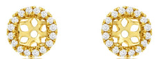 ESTATE 0.13CT DIAMOND 14KT YELLOW GOLD 3D HALO ROUND SQUARE JACKET EARRINGS