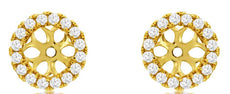 ESTATE 0.29CT DIAMOND 14KT YELLOW GOLD 3D DOUBLE HALO ROUND JACKET EARRINGS