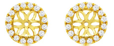ESTATE 0.45CT DIAMOND 14KT YELLOW GOLD 3D HALO ROUND SQUARE JACKET EARRINGS