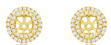 ESTATE 0.27CT DIAMOND 14KT YELLOW GOLD 3D DOUBLE HALO SQUARE JACKET EARRINGS