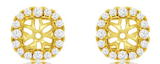 ESTATE 0.43CT DIAMOND 14KT YELLOW GOLD 3D HALO SQUARE FLOWER JACKET EARRINGS