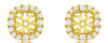 ESTATE 0.43CT DIAMOND 14KT YELLOW GOLD 3D HALO SQUARE FLOWER JACKET EARRINGS