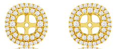 ESTATE 0.63CT DIAMOND 14KT YELLOW GOLD 3D DOUBLE HALO SQUARE JACKET EARRINGS