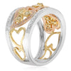 ESTATE WIDE .91CT MULTI COLOR DIAMOND 18KT TRI COLOR GOLD HEART ANNIVERSARY RING