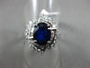 ESTATE LARGE 2.82CT DIAMOND & AAA SAPPHIRE 18K WHITE GOLD FLOWER ENGAGEMENT RING