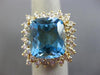 ESTATE EXTRA LARGE 14.50CT DIAMOND & AAA BLUE TOPAZ 14KT YELLOW GOLD RING #26228