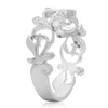 ESTATE .12CT ROUND DIAMOND 14KT WHITE GOLD OPEN FILIGREE FLOWER ANNIVERSARY RING