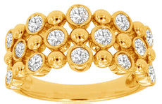 ESTATE WIDE .75CT DIAMOND 14K YELLOW GOLD 3D 3 ROW BEZEL ETOILE ANNIVERSARY RING