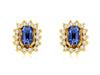 ESTATE .80CT DIAMOND & AAA TANZANITE 14KT YELLOW GOLD 3D CLASSIC FLOWER EARRINGS