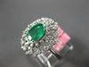 ESTATE LARGE 1.35CT DIAMOND & AAA EMERALD 18KT WHITE GOLD 3D OVAL FILIGREE RING