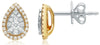 ESTATE .28CT DIAMOND 14KT TWO TONE GOLD 3D SOLITAIRE DOUBLE HALO STUD EARRINGS