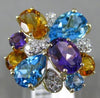 LARGE 4.90CT DIAMOND & MULTI GEM 14KT YELLOW GOLD BUTTERFLY FLOWER CLUSTER RING