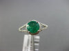 ESTATE 1.39CT DIAMOND & AAA COLOMBIAN EMERALD 14KT WHITE GOLD 3D ENGAGEMENT RING