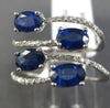 ESTATE LARGE 2.41CT DIAMOND & AAA OVAL SAPPHIRE 14KT WHITE GOLD MULTI ROW RING