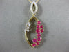 ESTATE .65CT DIAMOND & AAA RUBY 14K YELLOW GOLD 3D MARQUISE SHAPE FLOWER PENDANT