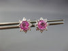 ESTATE 1.45CT DIAMOND & AAA PINK SAPPHIRE 14KT WHITE GOLD FLOWER EARRINGS #25756