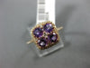 ESTATE 1.17CT DIAMOND & AAA AMETHYST 14KT ROSE GOLD 3D SQUARE FLOWER LOVE RING