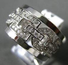 ANTIQUE WIDE .74CT DIAMOND 14KT WHITE GOLD 3D ROUND SQUARE LINK FUN RING #15742