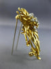 ESTATE LARGE .40CT DIAMOND 18K WHITE & YELLOW GOLD 3D FLOWER SUNBURST PIN BROOCH
