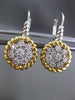 ESTATE LARGE .52CT DIAMOND 14KT WHITE & YELLOW GOLD 3D CIRCULAR CLUSTER EARRINGS