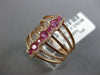 ESTATE WIDE .67CT DIAMOND & AAA PINK SAPPHIRE 14KT ROSE GOLD MULTI ROW WAVE RING