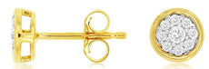 ESTATE .18CT DIAMOND 14K YELLOW GOLD CLASSIC FLOWER CLUSTER BEZEL STUD EARRINGS