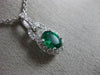 ESTATE 1.14CT DIAMOND & AAA EMERALD 14K WHITE GOLD CLASSIC OVAL FILIGREE PENDANT