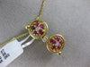 ESTATE 1.03CT DIAMOND & AAA RUBY 14K YELLOW GOLD 3D SUN GLASSES FLOATING PENDANT