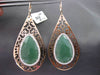 ESTATE LARGE 1.39CT DIAMOND & AVENTURINE 14K WHITE & ROSE GOLD FILIGREE EARRINGS