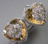 ESTATE 15.37CTW DIAMOND & YELLOW TOPAZ 14K WHITE GOLD FLOWER CLIP EARRINGS !!!