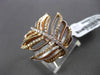 ESTATE WIDE .67CT FANCY YELLOW & WHITE DIAMOND 18KT ROSE GOLD 3D LEAF RING CUTE!