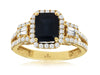 2.43CT DIAMOND & AAA SAPPHIRE 14KT YELLOW GOLD EMERALD CUT ROUND ENGAGEMENT RING