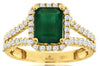 2.31CT DIAMOND & AAA EMERALD 14KT YELLOW GOLD EMERALD CUT ROUND ENGAGEMENT RING
