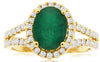 2.32CT DIAMOND & AAA EMERALD 14KT YELLOW GOLD 3D OVAL & ROUND ENGAGEMENT RING