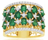 WIDE 2.86CT DIAMOND & AAA EMERALD 14KT YELLOW GOLD 3D FLOWER ANNIVERSARY RING