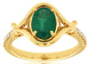 1.2CT DIAMOND & AAA EMERALD 14KT YELLOW GOLD OVAL & ROUND DOUBLE SWIRL FUN RING
