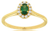 0.32CT DIAMOND & AAA EMERALD 14K YELLOW GOLD 3D OVAL & ROUND FRIENDSHIP LOVE RING