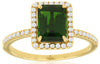 ESTATE 1.8CT DIAMOND & AAA RUSSALITE 14K YELLOW GOLD SQUARE HALO ENGAGEMENT RING