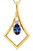 ESTATE .52CT DIAMOND & AAA TANZANITE 14K YELLOW GOLD TRIANGULAR FLOATING PENDANT