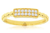 .12CT DIAMOND 14KT YELLOW GOLD ROUND FILIGREE RECTANGULAR 2 ROW BEADED FUN RING