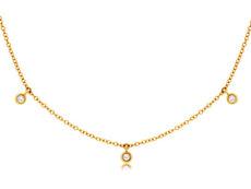 ESTATE .14CT DIAMOND 14KT YELLOW GOLD CLASSIC THREE STONE BY THE YARD NECKLACE