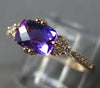 ESTATE 1.04CT DIAMOND & AAA AMETHYST 14KT ROSE GOLD 3D CLUSTER RECTANGULAR RING