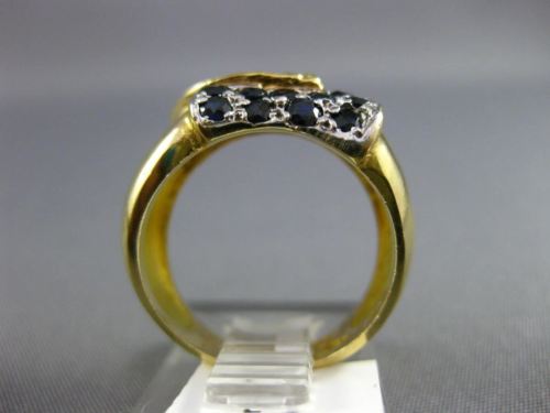 ESTATE WIDE 1.10CT BLUE & YELLOW SAPPHIRE 14KT 2 TONE GOLD HANDCRAFTED LOVE RING